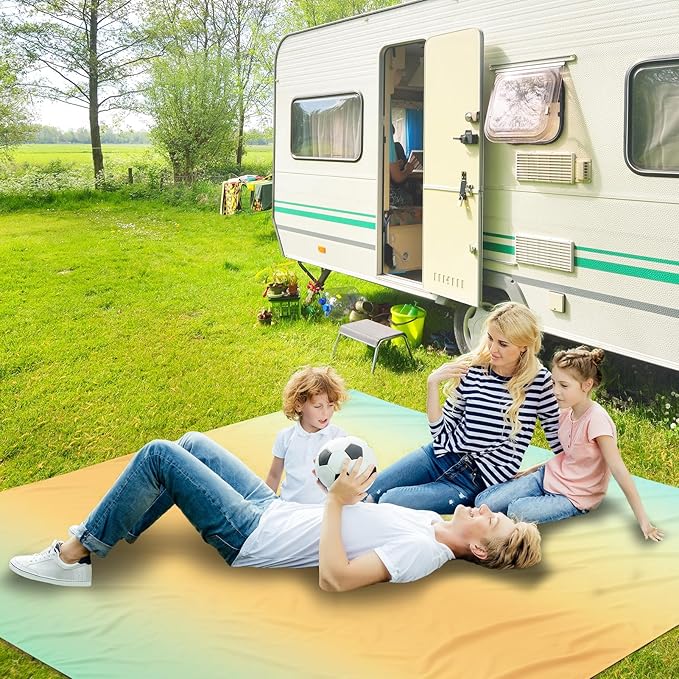 Beach Blanket Waterproof Sandproof Beach Mat 79" X 83"/10'x9' for 2-8 Adults Quick Drying Outdoor Picnic Mat Beach Accessories for Travel, Camping, Hiking