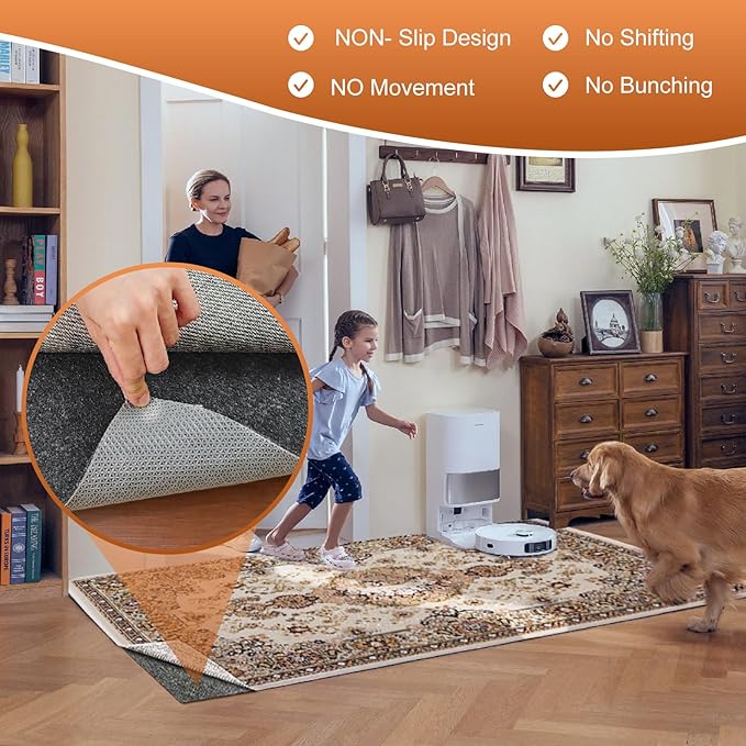 Comfypad - Felt Rug Pad, 5 x 8 Ft Rubber Non-Slip Rug Pad Gripper, Keep Rugs Secure and in Place, Extra Strong Under Carpet Mat Cushion - for All Floors