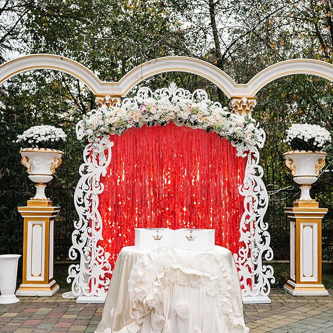 Streamer Party Decorations - 3.28 ft x 6.56 ft Metallic Foil Fringe Curtains Party Streamer Photo Backdrop for Birthday, Wedding, Baby Shower & Holiday Decor