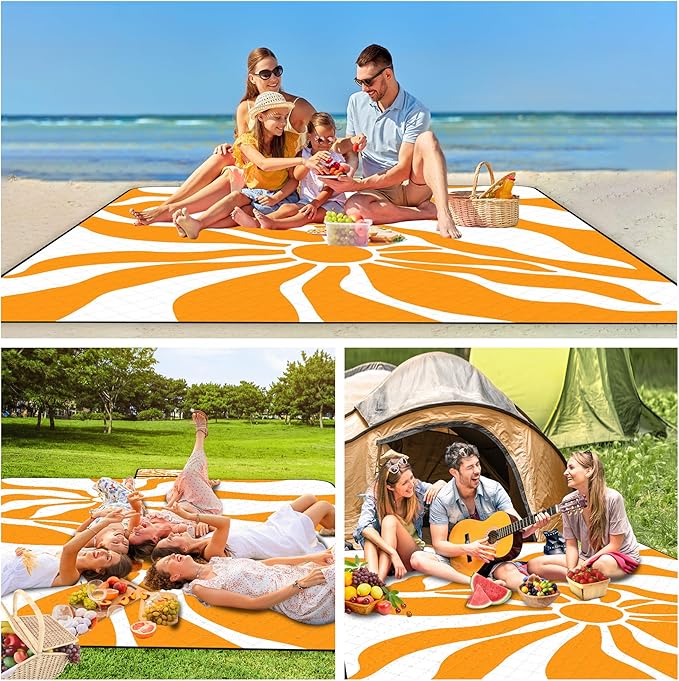 Picnic Blankets Waterproof Sandproof,79''*79'' Large Washable Soft and Comfortable Outdoor Beach Blanket, Foldable Portable Picnic Mat Beach Vacation Essentials for Camping, Park, Lawn and Wedding