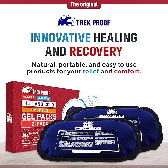 Ice Pack – Reusable Hot and Cold Therapy Gel Wrap Support Injury Recovery, Alleviate Joint and Muscle Pain – Rotator Cuff, Knees, Back & More (Gel Packs (2) Without Wrap)