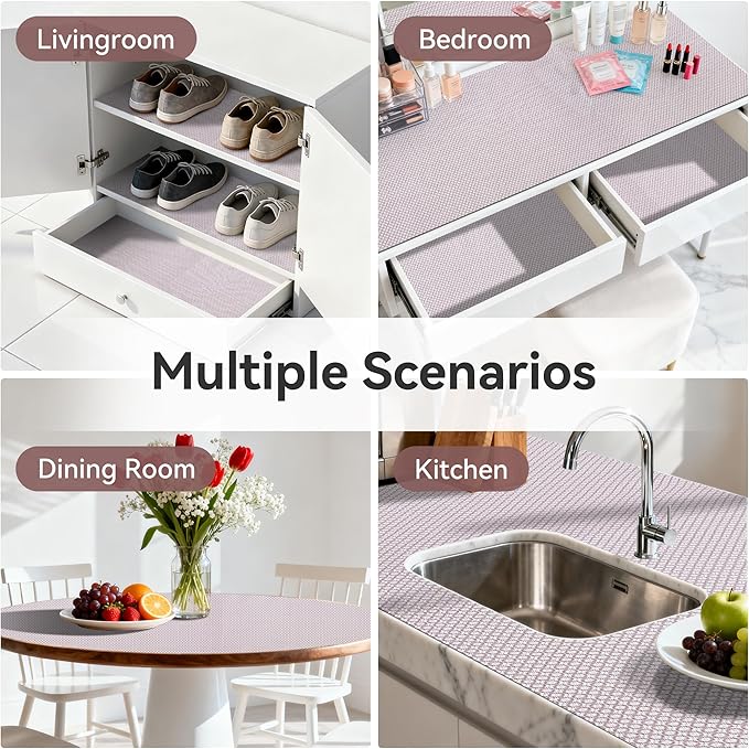 FIFTY FEET 12"x120" Non-Adhesive Shelf Liner for Kitchen Cabinets and Drawers, Washable Non-Slip PVC Cabinet Liner (Red Circle)(1 Roll)