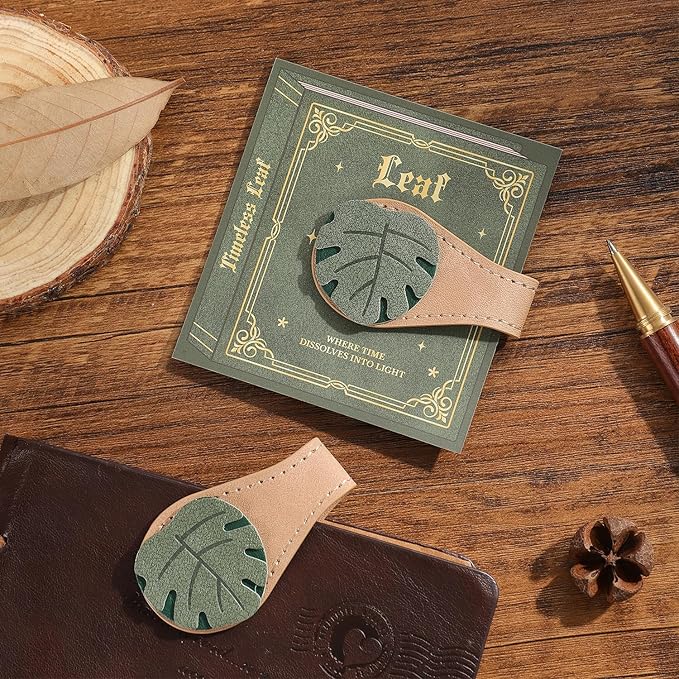 2PCS Vintage Magnetic Leather Bookmark, Leather Magnetic Bookmarks for Women, Magnetic PU Bookmarks Clip Book Accessories