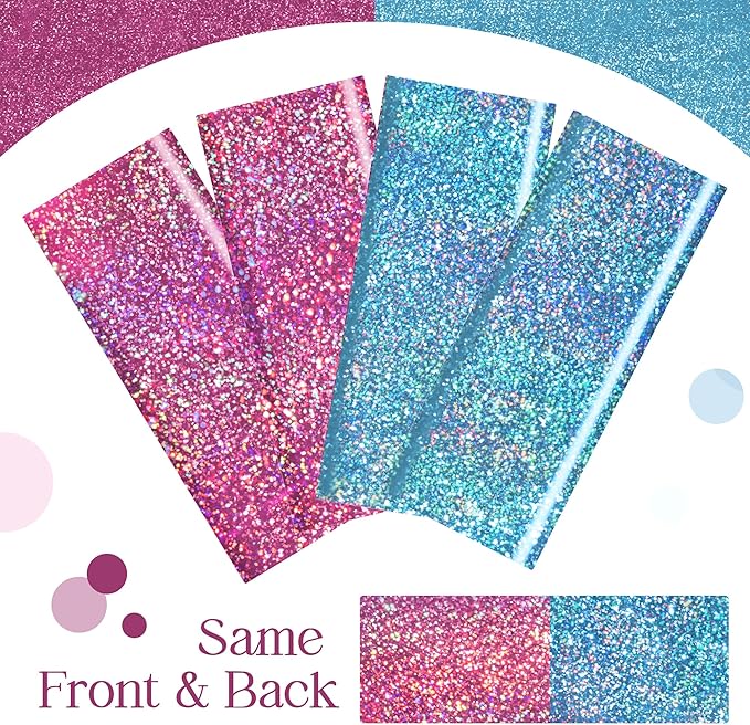 Just Shimmer Sparkling Holographic Laser Tablecloth - Shimmering, Waterproof, Easy to Clean - Ideal for Bachelorette, Birthday, Wedding, and Anniversary Party Decorations (Pink & Light Blue, 2)