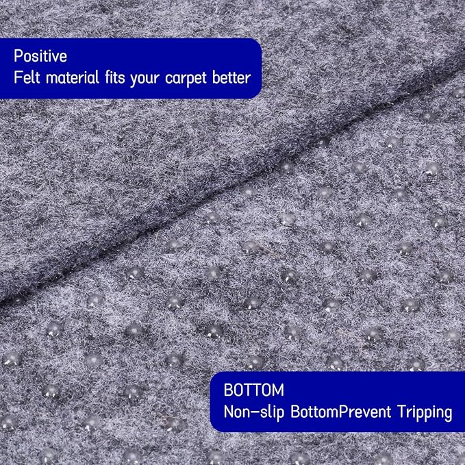 Non Slip Rug Pad 4 x 6 Ft, Felt Under Rug Cushioning, Carpet Padding for Area Rugs on Hardwood, Laminate & Tile Floors, Keeps Rugs Secure