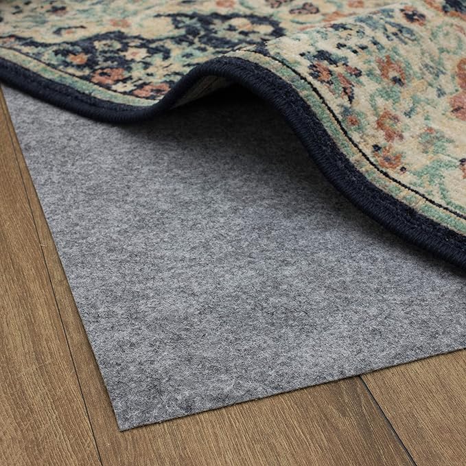 Mohawk Home 10’ x 14’ Non Slip Grip Rug Pad 1/8" Low Profile Felt Cushion + Rubber Gripper, Great For High Traffic Areas - Safe For All Floors