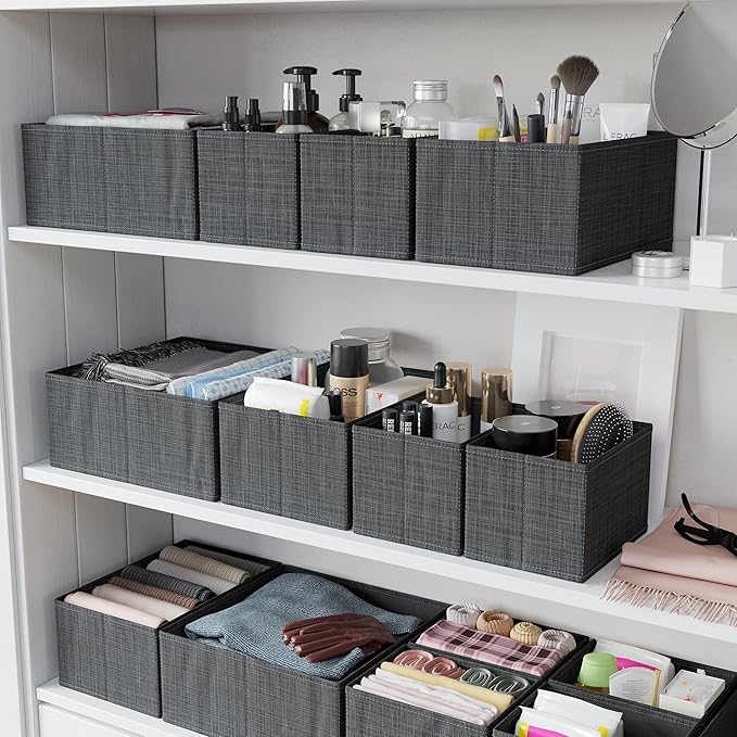 Drawer Organizer Set of 12 Dark Gray - Nursery, Bedroom, Closet Organizer & Storage