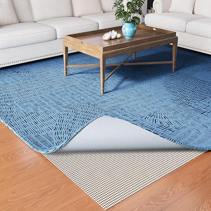Non-Slip Rug Pad Gripper 7x9 Feet, Anti Skid Mat for Under Area Rugs, Keeps Rugs in Position and Safe, Thick Cushioned Carpet Pad for Hardwood Floors Protection
