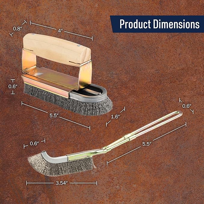 BBQ Grill Brush Set - Large and Small Detailing Grill Cleaner with Stainless Steel Wire Brush BBQ Scrubber Bristles and Ergonomic Handles - Grilling Accessories for Dad by Kings County Tools