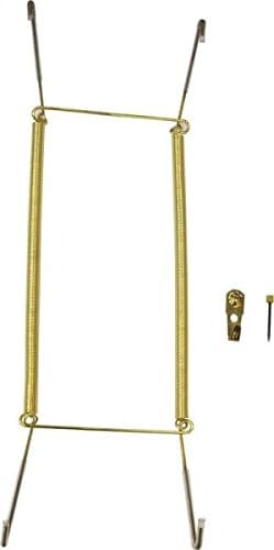 Rocky Mountain Goods Plate Hanger for Wall and Mounting Hardware - Fits Decorative Plates and platters - Heavy Duty Polished Brass - Vinyl Non Scratch Hooks - Includes Wall Mount kit (11" - 18")