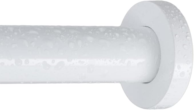 Ivilon Shower Tension Curtain Rod - Adjustable Tension Rod for Shower Curtains, Bathroom, or Windows, Easy to Install, No Drilling Required, Rustproof, Spring Loaded, Adjustable 24 to 36 Inch White