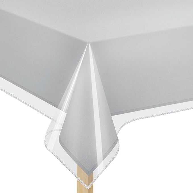Elaine Karen Clear Plastic Table Cover Protector 100% Waterproof Table Protector Crystal Clear Plastic Tablecloth Cover for Dining Heavy Duty Vinyl, 54" x 84" Rectangle