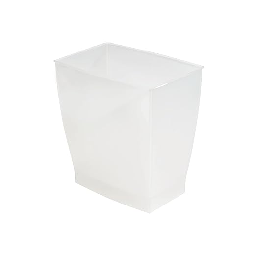 iDesign Small Plastic Bathroom Trash Can, Slim Rectangle Garbage Bin for Bedroom, Office, Dorm, 4-Pack, Frost