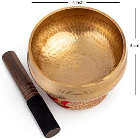 Tibetan Singing Bowl Set - Easy To Play for Beginners - Authentic Handcrafted Mindfulness Meditation Holistic Sound Bowl 7 Chakra Healing Gift by Himalayan Bazaar (4 Inch with Chakra Stones)