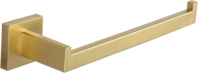 LANC Bathroom Hand Towel Holder Brushed Gold Hand Towel Bar 10 Inch Right Side Square Towel Ring for Kitchen Restroom Wall Mounted Stainless Steel Modern Towel Racks Hanger, A8806BG