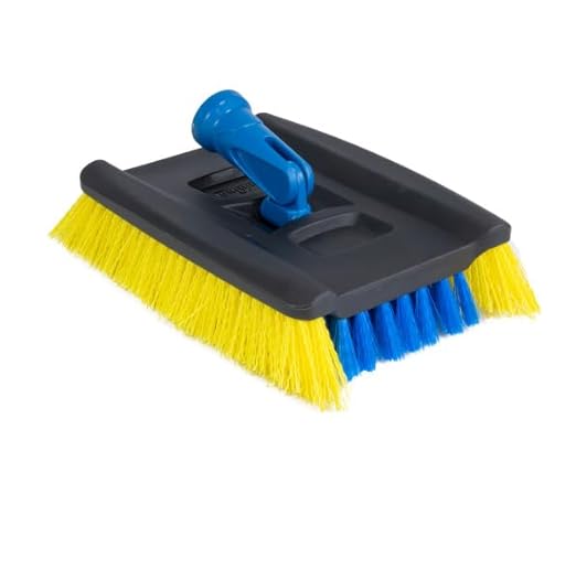 Unger Professional Lock-On Wood & Composite Deck Brush, Scrub for Outdoor Decks with Durable Dual-Bristle, Swivel Deck Cleaning Brush for Home & Business