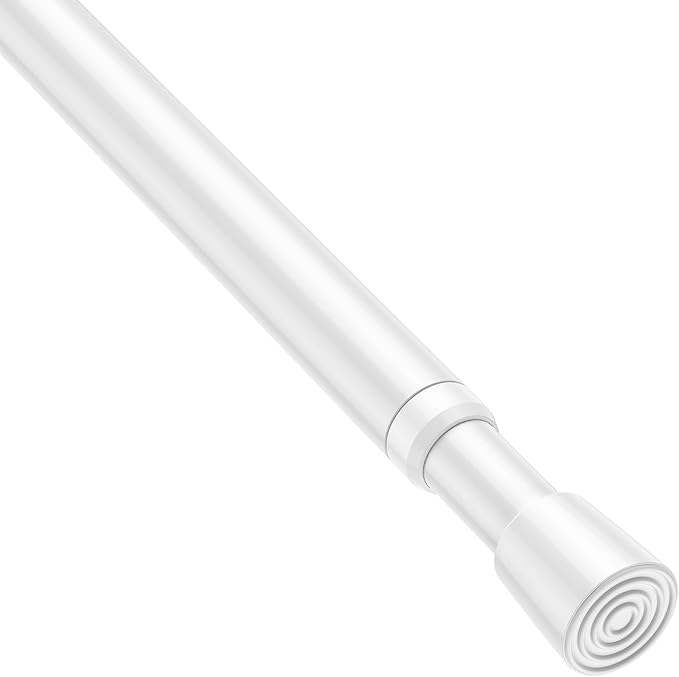1 Pack Spring Tension Rods 17-38IN, 5/8 Inch Diameter White No Drill Spring Loaded Adjustable Extendable, Small Short Tension Curtain Rod for Windows Kitchen Doorway Closet Cupboard