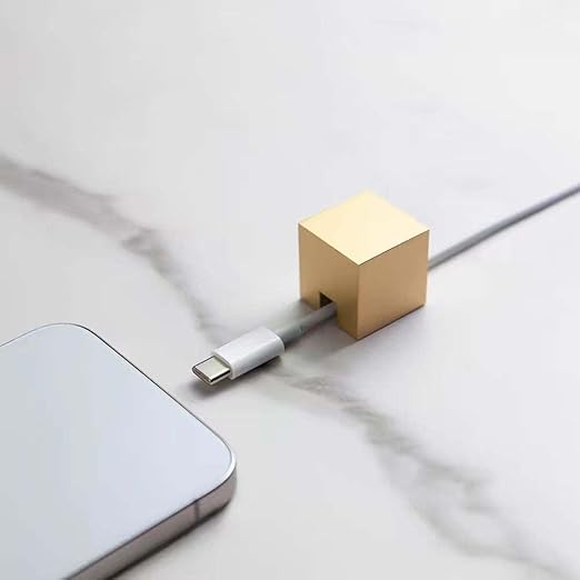 Eyepkildly Golden Stainless Steel Cable Clips, Cord Organizer Cable Management, USB Cable Holder Wire, Wire Organizer for Desk, Nightstand and Office Cable Management, Not Magnetic (Frosted Gold 2pc)