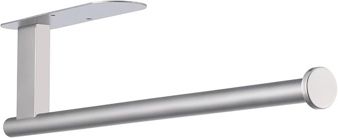Honmein Paper Towel Holder, Upgrade SUS304 Stainless Steel Paper Towel Holder Under Cabinet, Bend-Resistant, Self-Adhesive or Drill mounting (Silver)
