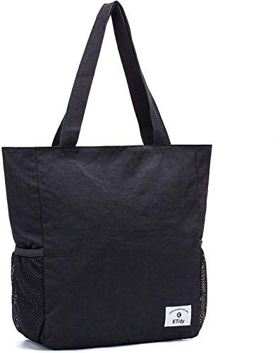 ETidy Large Capacity Foldable Tote Bag With Zipper, Water-Resistant and Sandproof Women's Beach Bag, Handbag, Gym Bag, Travel Shopping Bag