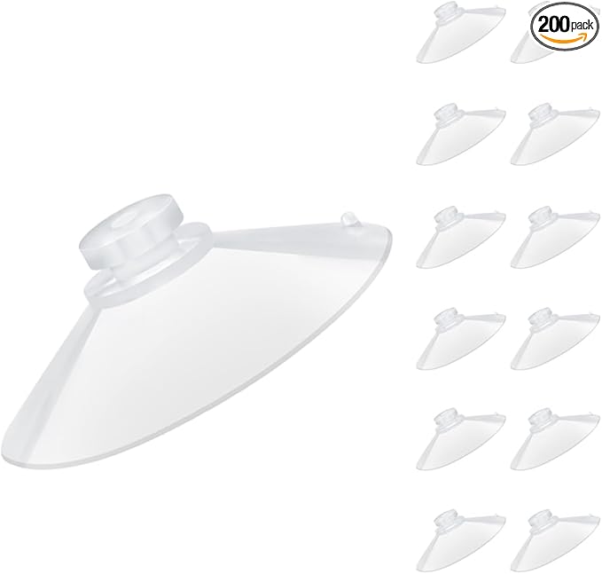 200 Pieces 2.2 inch Large Clear Suction Cups for Glass, Thick Without Hooks Without Holes, Professional Heavy Duty Sucker for Home Organization Window Decoration Bathroom Kitchen Bird Feeder