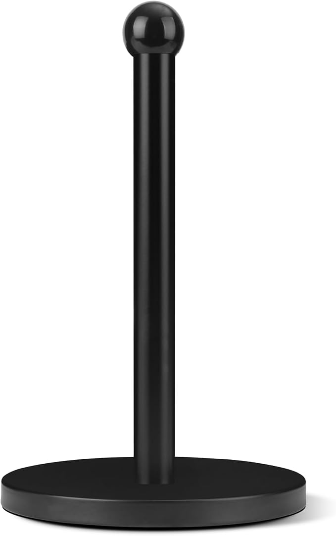 Paper Towel Holder, Black Kitchen Paper Towels Holder Stand, Stainless Steel Paper Towel Holder -Weighted Base, Non-Slip Protect The Countertop