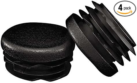 Prescott Plastics 2” (50.8mm) Outer Diameter Ribbed Plastic Hole Caps, Round Black Metal Tubing End Caps, Strong Furniture Leg Inserts, Impact & Weather Resistant, Made in The USA - 4 Pack