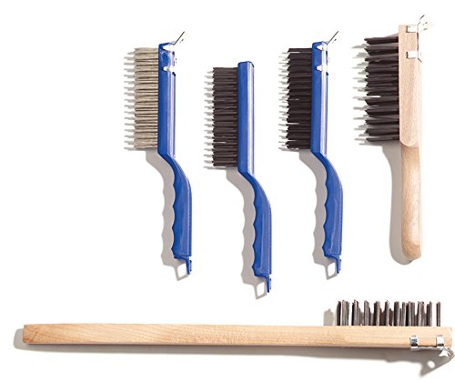 Carlisle FoodService Products 4577900 Heavy Duty Wood Handle Scratch Brush with Scraper, Carbon Steel Bristles, 11" x 2.5"