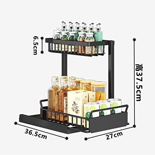 BYGD Under Sink Organizer 2 Tier Pull Out Under Sink Organizers and Storage 2 Pack Slide Out Cabinet Drawer Organizer Shelf Cabinet Storage Shelves for Kitchen Bathroom Pantry Closet Rack Black