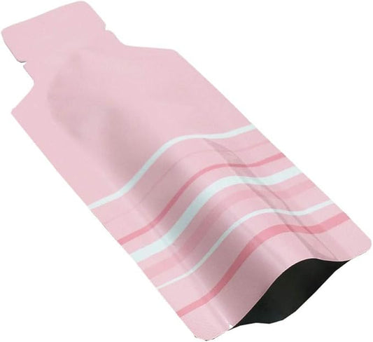 PABCK 100 Pcs Disposable Open Up Mylar Storage Bags Cosmetic Shampoo Liquid Containers Sample Pouch Heat Seal Foil Bag Travel Use Packets for Toiletries Skincare Lotion (Pink, 2.36x4.72 inch)
