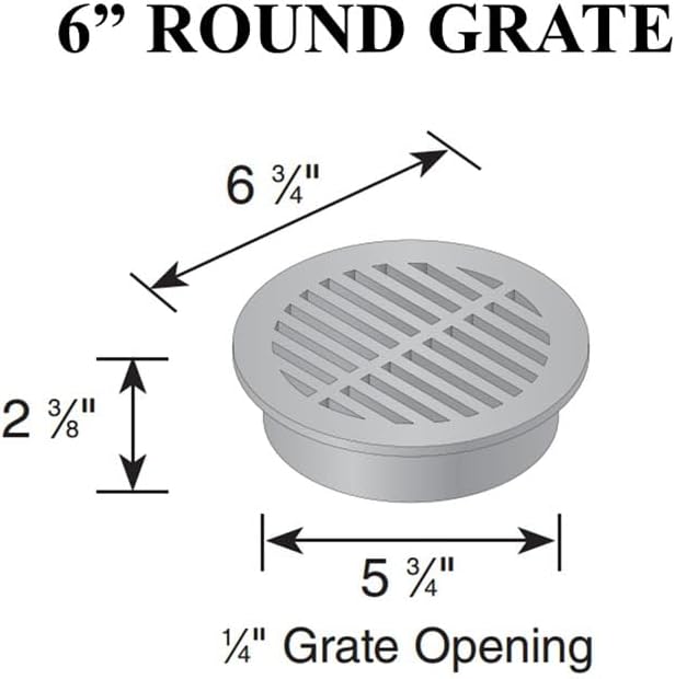 NDS 40, Grate Cover, Connects to Round 6 in. Speed-D Catch Basin 6 Inch Drain Pipes & Fittings, for Small Lawns, Landscaping, and Patios, Black Plastic