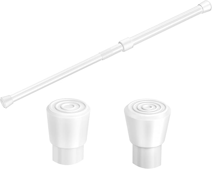 Spring Tension Rods 29-42 Inches Adjustable Small Short Curtain Rod No Drill Anti-slip for Windows, Kitchen, Bathroom, Doors, Closet, Doorway 30 to 41 inch (White)