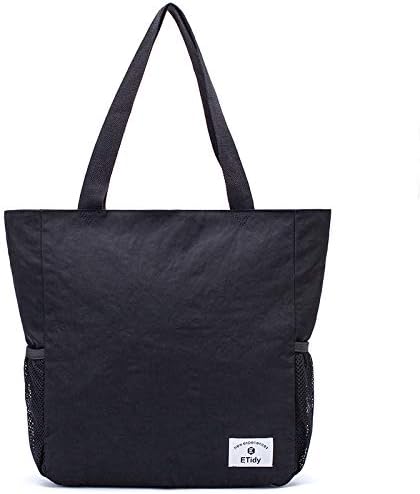 ETidy Large Capacity Foldable Tote Bag With Zipper, Water-Resistant and Sandproof Women's Beach Bag, Handbag, Gym Bag, Travel Shopping Bag