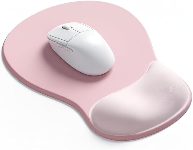eulps Mouse Pad with Gel Wrist Rest, Ergonomic Comfortable Computer Wrist Support for Laptop, Pain Relief Mousepad with Non-Slip PU Base for Office & Home (Pink)