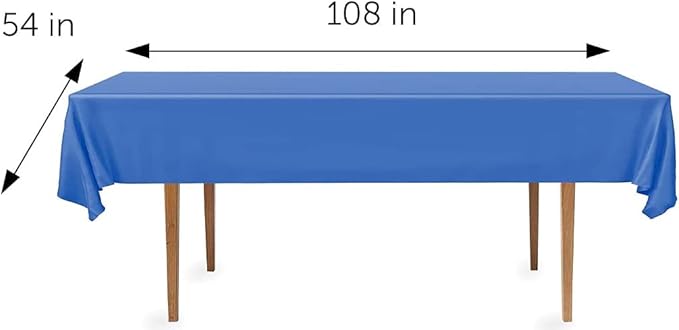 DecorRack 6 Rectangular Tablecloths BPA-Free Plastic, 54 x 108 inch, Dining Table Cloth, Rectangle Table Cover for Parties, Picnic, Camping and Outdoor, Disposable or Reusable, Royal Blue (6 Pack)