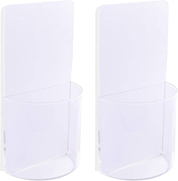 Remote Control Holder Wall Mount Damage-Free 2 pack, Clear Adhesive Remote Holder For Bed Sturdy Storage Box To Hold Remotes Eyeglasses Pen Key For RV,Bedroom,office