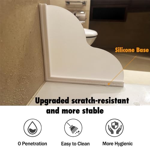 Tub Splash Guard Removable, 2 Pack Bathtub Water Splash Guards,Silicone Base & Acrylic Tub Corner Guards to Keep Water in Tub, Self-Adhesive & Prevent Shower Water from Splashing Out.