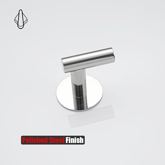 JQK Self Adhesive Towel Hook Chrome, No Drill Stick on Coat Robe Clothes Wall Hook for Bathroom Kitchen Garage 4 Pack, 304 Stainless Steel Polished Steel, ATH110-CH-P4