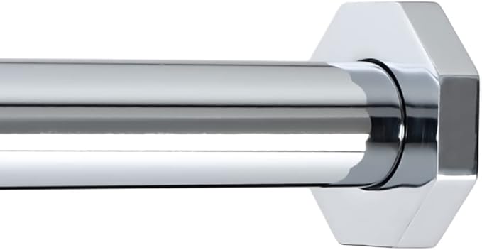 Ivilon Tension Curtain Rod - Hexagonal Spring Tension Rod for Windows or Shower, 54 to 90 Inch, Chrome