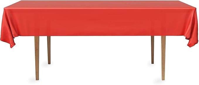 DecorRack 12 Rectangular Tablecloths BPA-Free Plastic, 54 x 108 inch, Dining Table Cloth, Rectangle Table Cover for Parties, Picnic, Camping and Outdoor, Disposable or Reusable, Red (12 Pack)