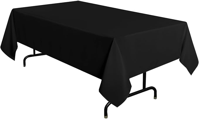 sancua Black Tablecloth for 4 Foot Rectangle Tables - Rectangular 60x84 Inch Washable Polyester Fabric Table Cloth, Reusable Decorative Table Cover for Dining Wedding Party Birthday Banquet Reception