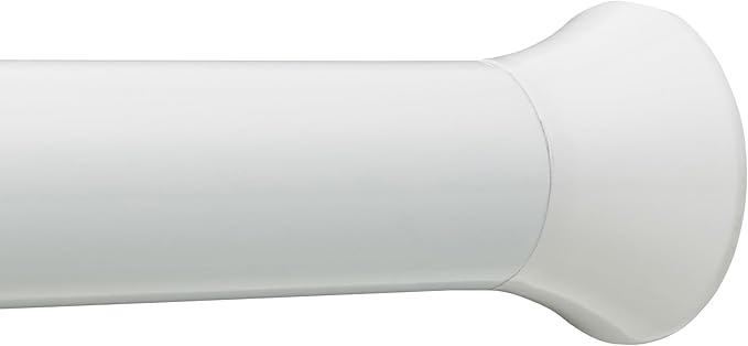 Amazon Basics No Drill Spring Tension Curtain Rod, Adjustable 78-108" Width, White, Classic Finial