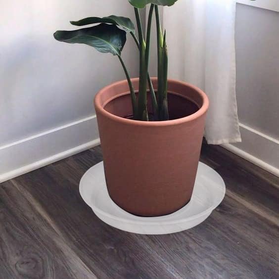 Bleuhome 6 Pack Plastic Plant Saucer Water Drip Tray, 4 5 6 7 8 9 10 11 12 inch, Heavy Sturdy Plant Drainage Tray for Indoors Outdoor, Flower Saucers for Pots Base (4", Clear)