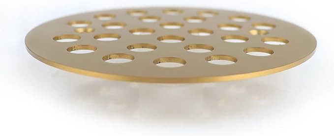 Poyde 4-1/4 Inch Screw-in Round Floor Drain Cover Replacement Shower Drainer Grates (Brushed Golden)
