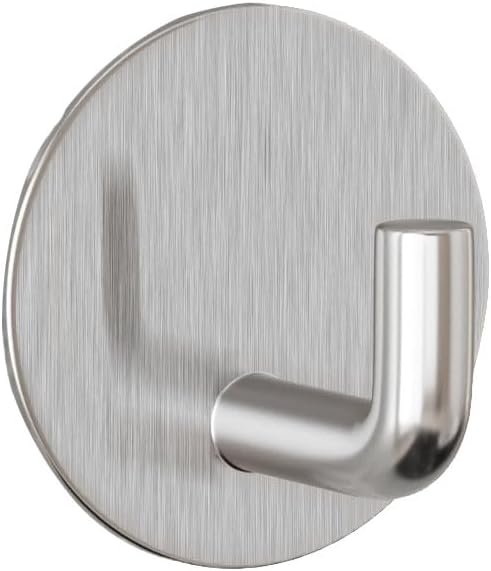8 Pack Silver Adhesive Wall Hooks, Towel Hooks for Bathrooms, Sticky Hooks for Hanging, Stick-on Wall Mount for Bathroom Kitchen Bedroom No Drill