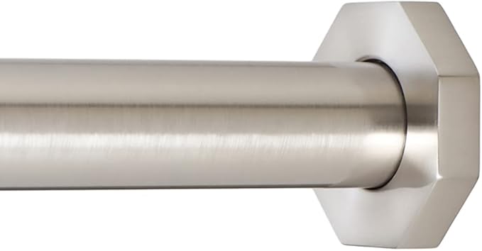 Ivilon Tension Curtain Rod - Hexagonal Spring Tension Rod for Windows or Shower, 24 to 36 Inch, Brushed Nickel