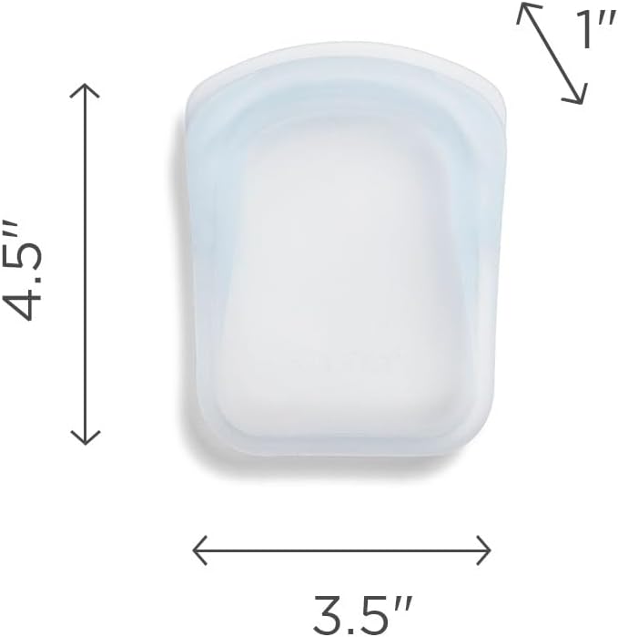 Stasher Silicone Reusable Storage Bags, Pocket 2-Pack, Reusable Snack Bags, Microwave, Dishwasher, Oven Safe, Sous Vide, Eco Friendly, Food Storage Bags, Clear & Deep Ocean
