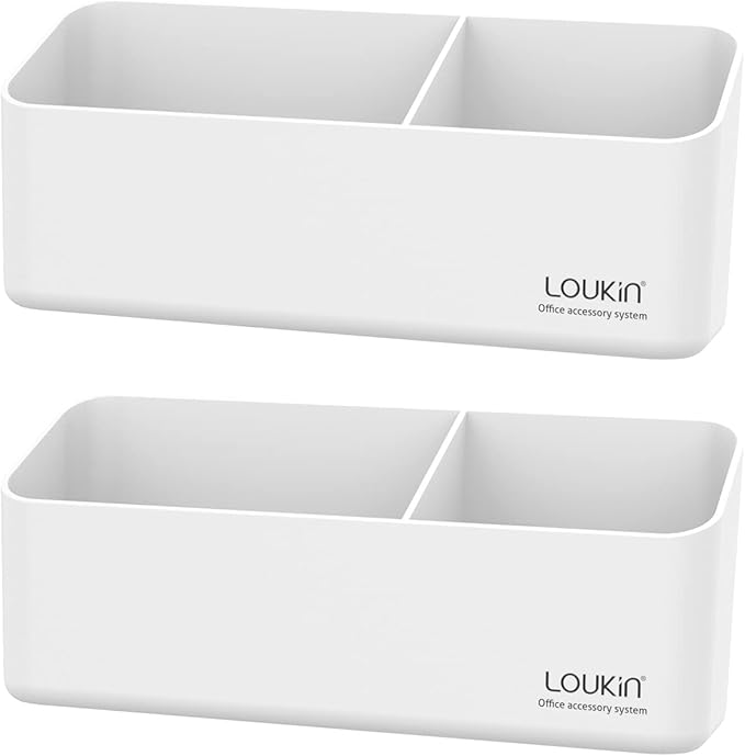 loukin Magnetic and Adhesive Marker Holder, Dry Erase Accessory Tray, Magnetic Storage Organizer for Whiteboard, Glass, or Refrigerators, 2 Pack (White)