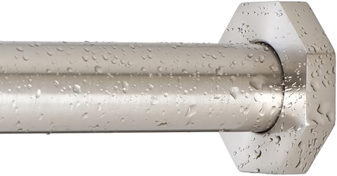 Ivilon Tension Curtain Rod - Hexagonal Spring Tension Rod for Windows or Shower, 24 to 36 Inch, Brushed Nickel