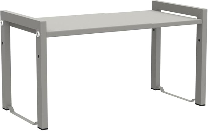 Expandable Cabinet Shelf Organizer 16-26" L Stackable Kitchen Counter Shelf Rack Stand Sink Riser Countertop Storage White (Normal 7.9"D)